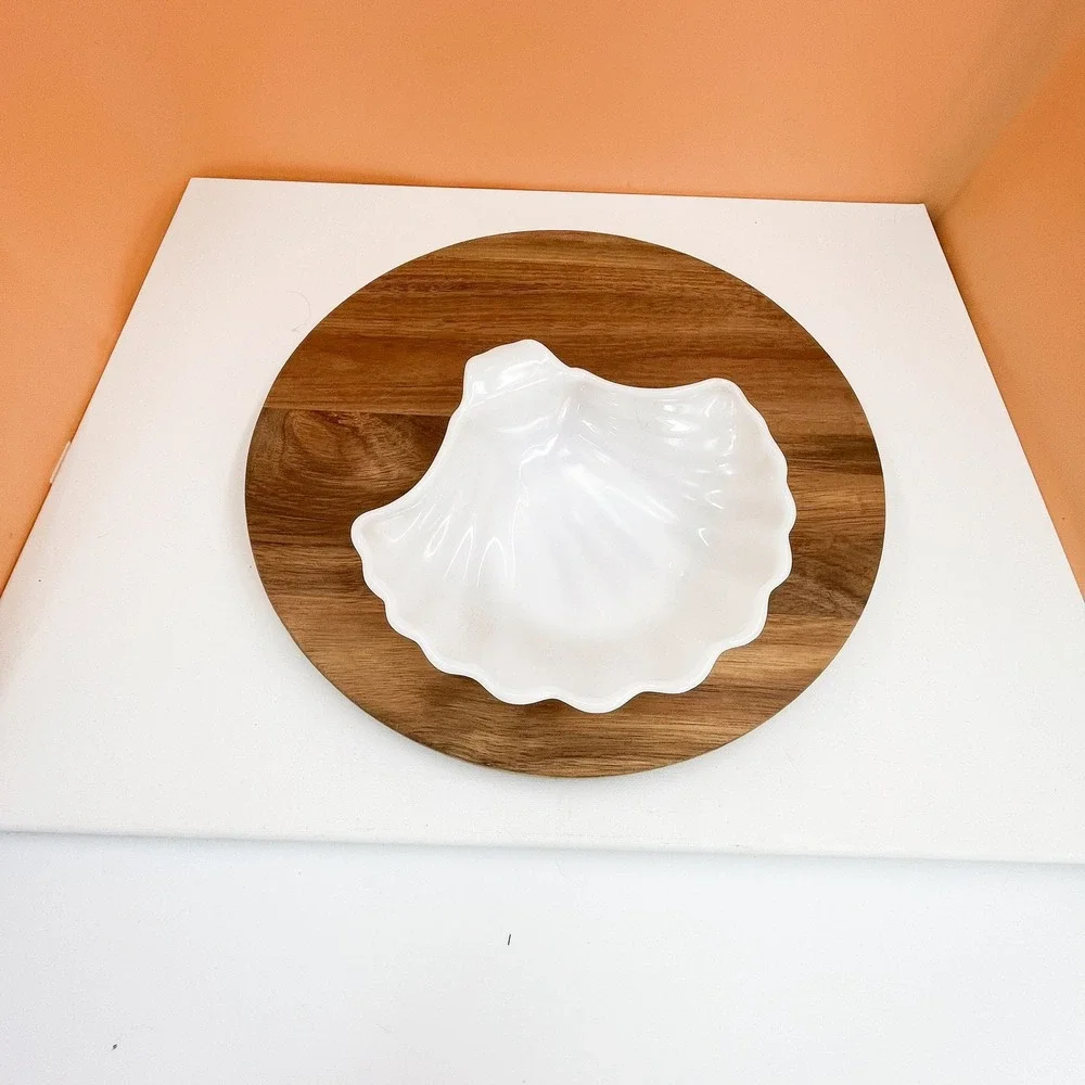 Vintage White Milk Glass Seashell Dish: Ring Holder, Soap Dish (7 inch)